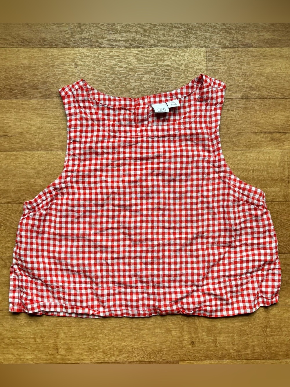 C&C California Red and White Gingham Crop Tank